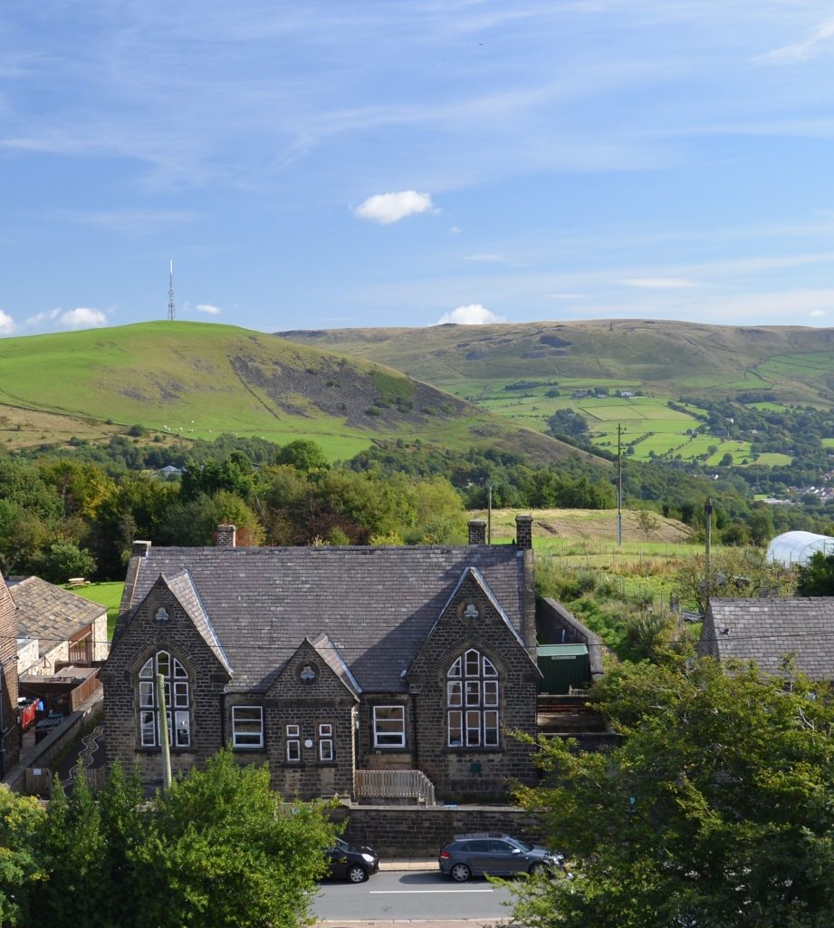 Lydgate Parish Hall from the tower of St Anne's Church